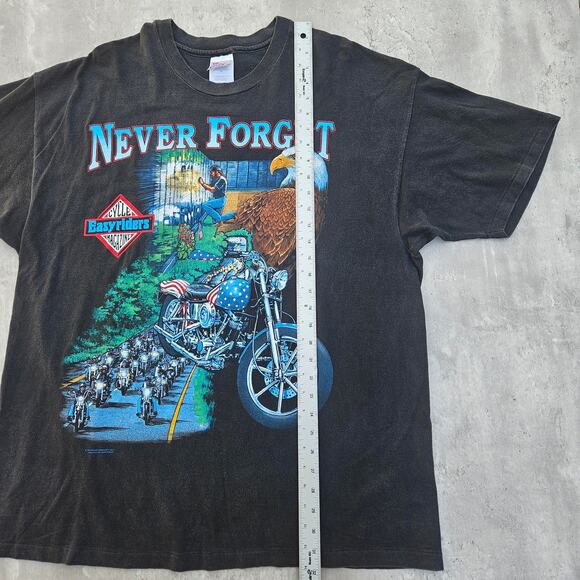 Vintage 90's Easyriders Hollywood Motorcycle Magazine Never Forge T Shirt XXL - Picture 6 of 8